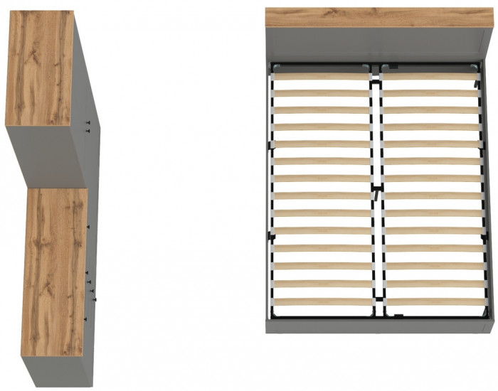 Остин 11.53 Кровать + ортопед + 16.307 Шкаф + 16.221 Комод, серый графит/дуб крафт золотой