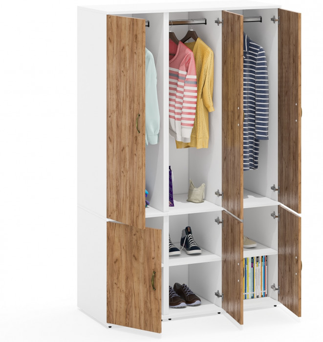 Лидер-8 Пенал МД 23Б 3 шт., цвет белый шагрень/крафт золото, ШхГхВ 120х50х190 см., универсальная сборка