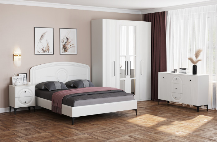 Валенсия Спальня 13.309 Комод, ЛДСП белый шагрень/МДФ белый шагрень