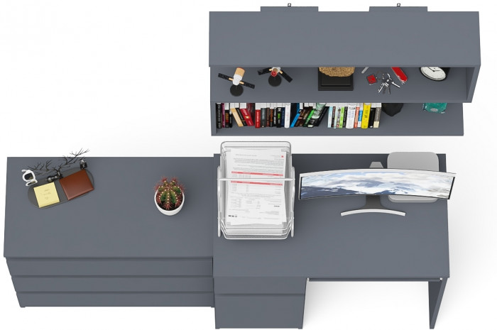 Мори компьютерный стол МС-1 левый + Комод МК800.1 + Полка 900, графит