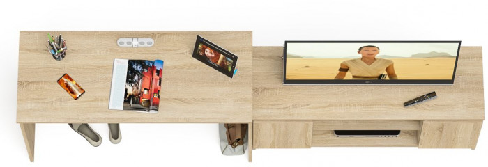 Мори письменный стол МСП1200.1 + Тумба МТВ1200.1, дуб сонома