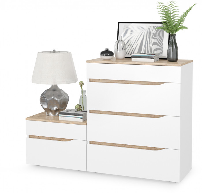 Муссон 13.97 Комод + 16.03 Тумба, белый/дуб эндгрейн элегантный