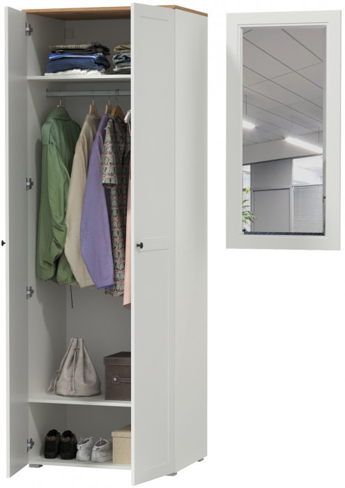 Остин Прихожая 07, белый шагрень/дуб крафт золотой