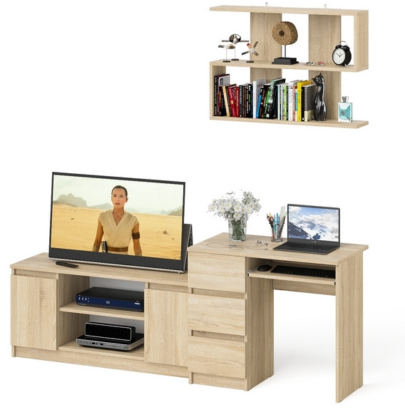 Мори Стол компьютерный МС-6 левый + Тумба МТВ1200.1 + Полка 900, цвет дуб сонома, ШхГхВ 210,4х50х209,6 см., НЕ универсальная сборка