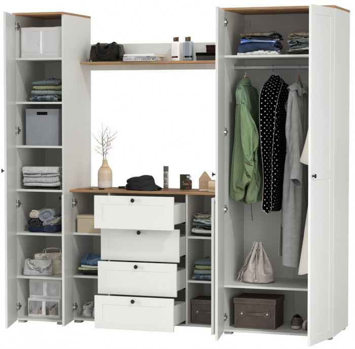 Остин Прихожая 75, белый шагрень/дуб крафт золотой