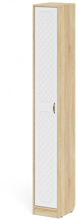 Прихожая П-6-350 Пенал, дуб сонома/фасады МДФ белое дерево фрезеровка ромб