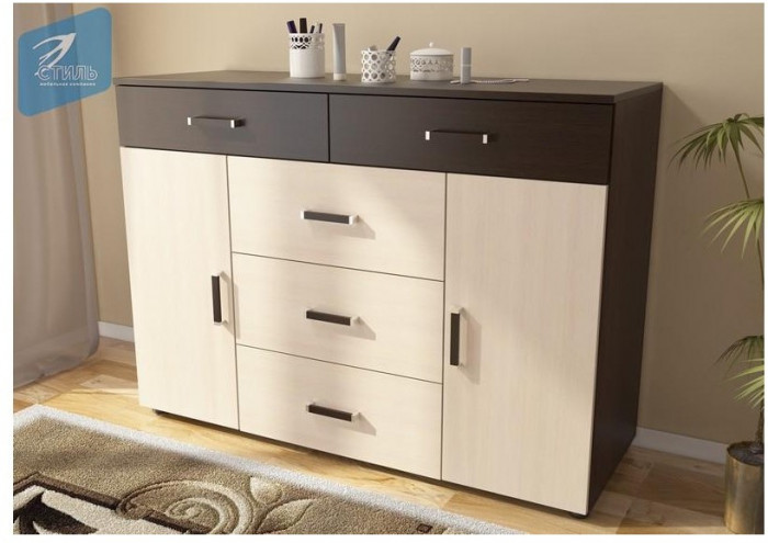 Вега К-03 Комод 5 ящиков+2 створки