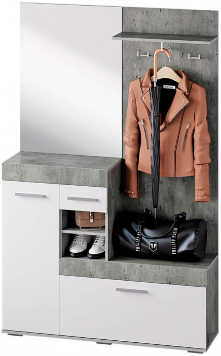 Прихожая "Инстайл" метрополитан грей/белый