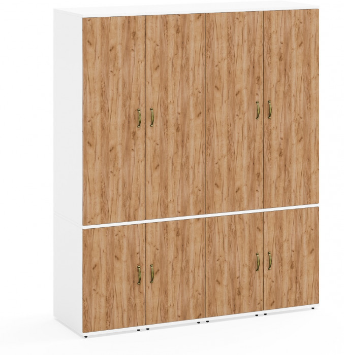 Лидер-8 Пенал МД 23Б 4 шт., цвет белый шагрень/крафт золото, ШхГхВ 160х50х190 см., универсальная сборка