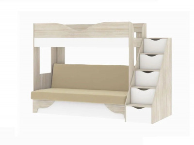 Латте 77-01 кровать-диван Дуб сонома / Аляска / Велюр Кремовый