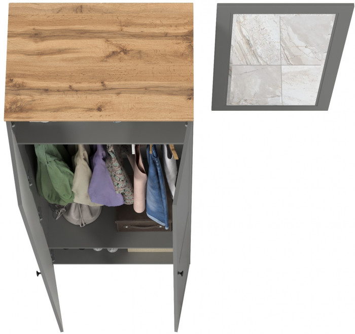 Остин Прихожая 07, серый графит/дуб крафт золотой