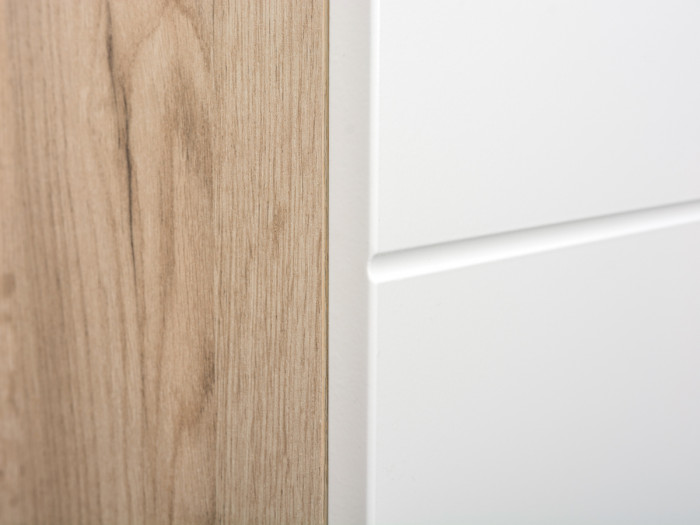 Лайн Прихожая № 06, дуб крафт серый/фасады МДФ белый глянец