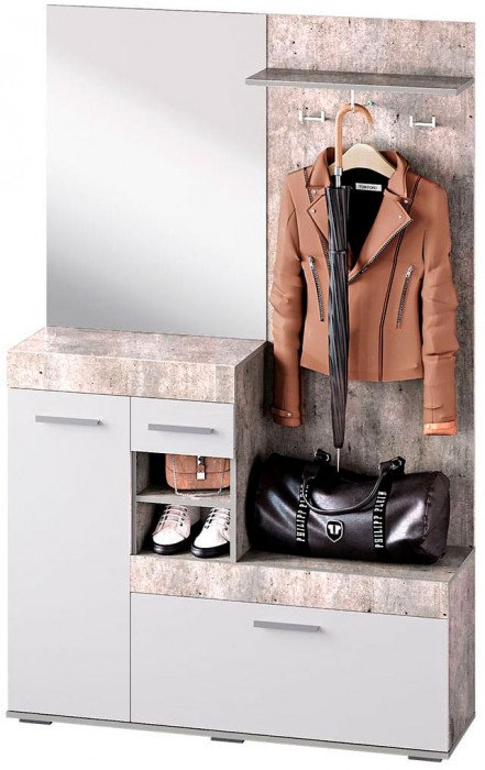 Прихожая "Инстайл" бетон/белый