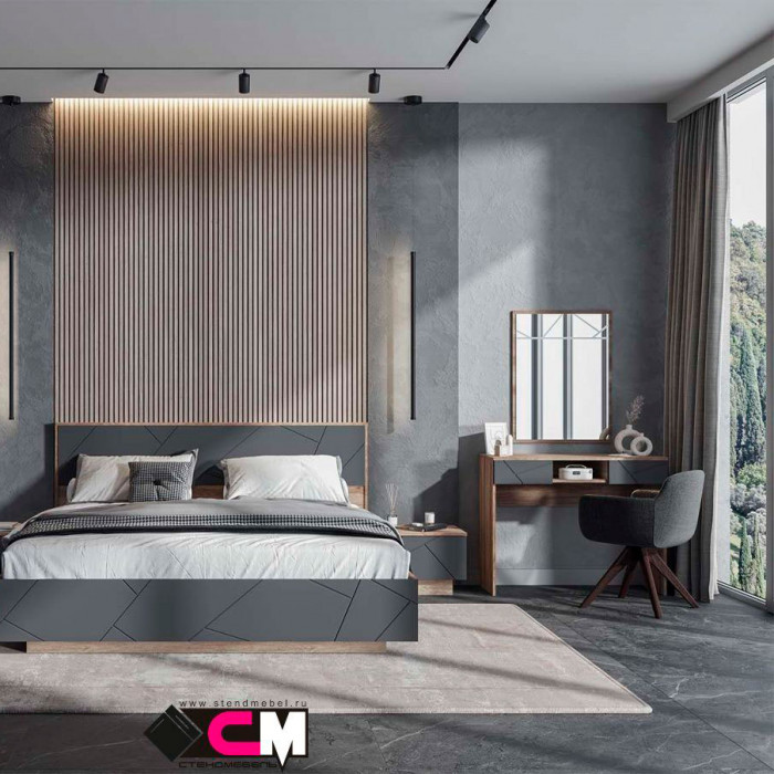 Даллас СТ 02 Стол макияжный (1,000х0,798х0,402) дуб каньон/МДФ софт графит