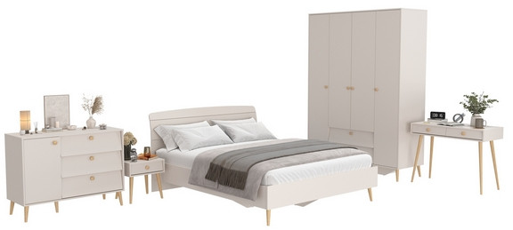 Афина Спальня 32-1600, цвет кашемир серый, сп.м. 1600х2000 мм., б/м, основание есть - фанера