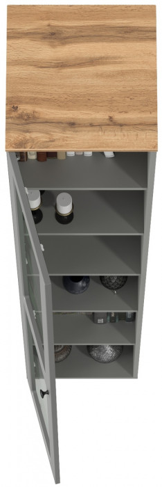 Остин 16.394.03 Шкаф-витрина(пенал), цвет серый графит/дуб крафт золотой, ШхГхВ 40х41,8х229,8 см., универсальная сборка