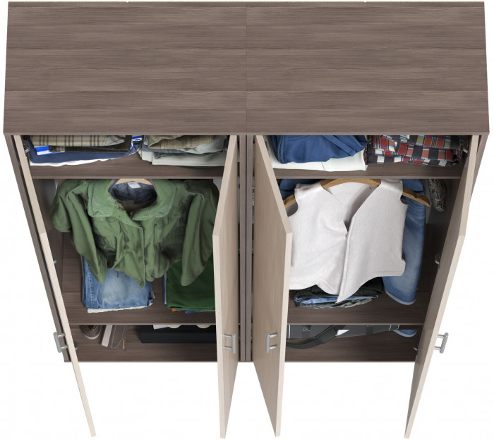 Два шкафа для одежды Домино 2-3430бод.тем/св, бодега тёмный/бодега светлый