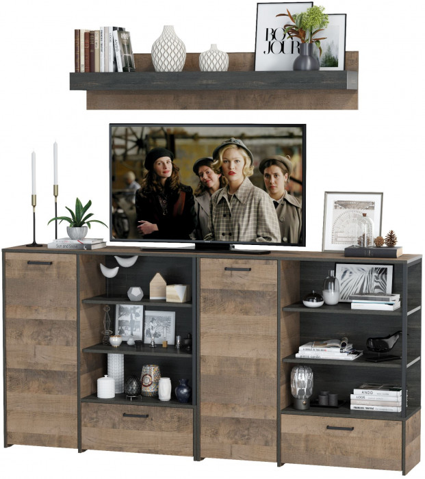 Трувор Гостиная 001, дуб гранж песочный/интра