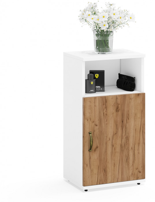 Лидер-8 Стол + Тумба МД 3.19, белый шагрень/крафт золото