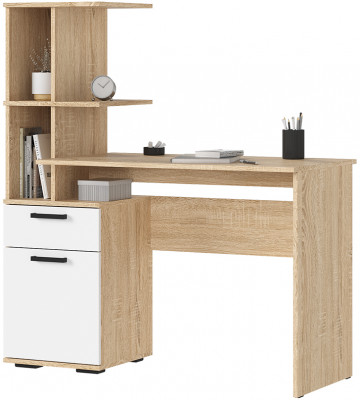 САНСА СТ-01 Стол письменный Фасад БЕЛЫЙ/Корпус ДУБ СОНОМА