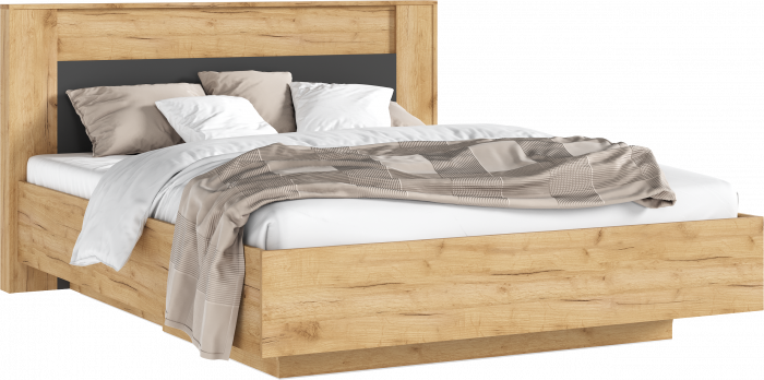 Остин Кровать парящая 160 с ПМ, дуб крафт/графит