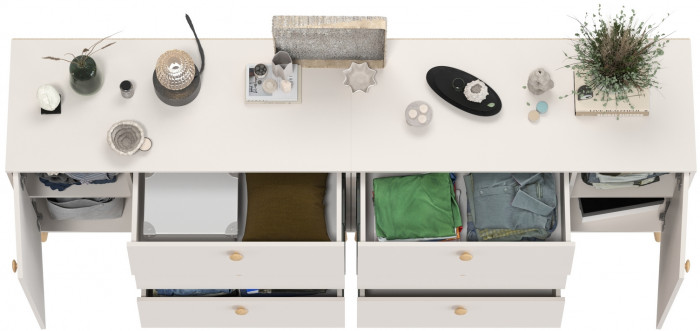 Афина Спальня Комод с дверкой и тремя ящиками х 2, кашемир серый