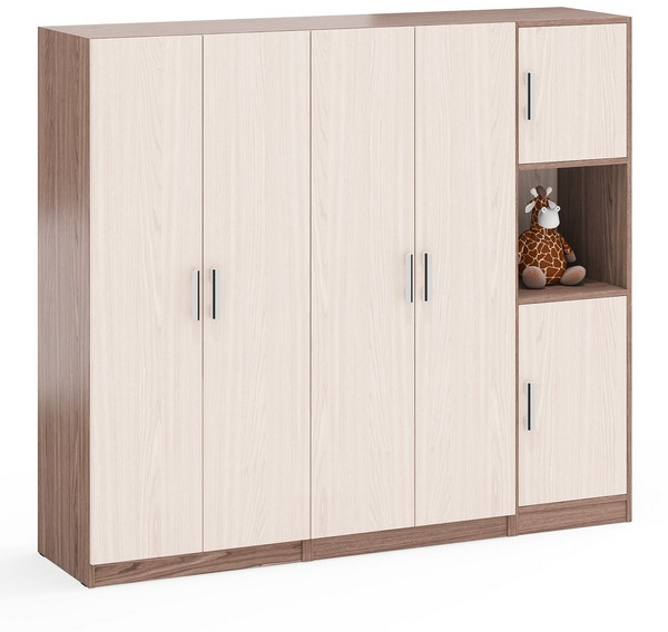 Шкаф С-МД-СК9Ш+Пенал С-МД-СК9П+Шкаф С-МД-СК9Ш, цвет ясень шимо светлый/ясень шимо тёмный, ШхГхВ 183х45х160 см., универсальная сборка