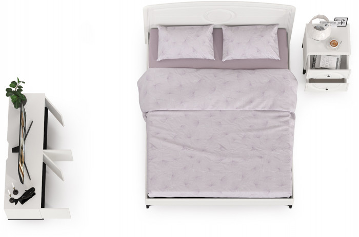 Валенсия Спальня № 11, ЛДСП белый шагрень/чёрный/МДФ белый шагрень