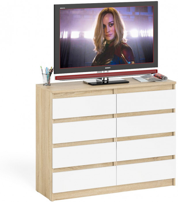 Мори Комод МК1200.8, дуб сонома/белый