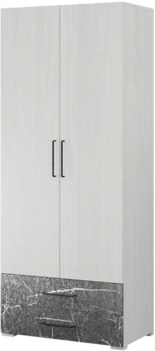 Шкаф 2-х створчатый "Теана" - Анкор светлый/МДФ мрамор дарк