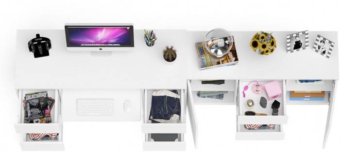 Мори компьютерный стол МС-2 + Комод МК1200.3, белый