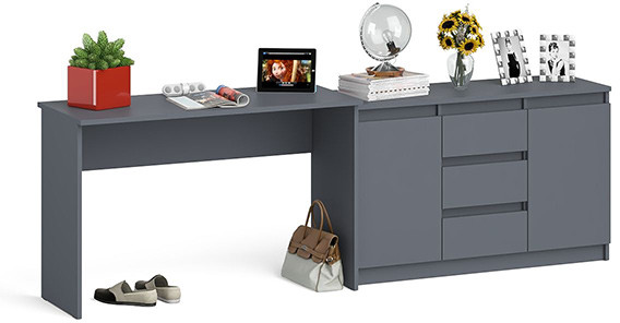 Мори письменный стол МСП1200.1 + Комод МК1200.3, графит