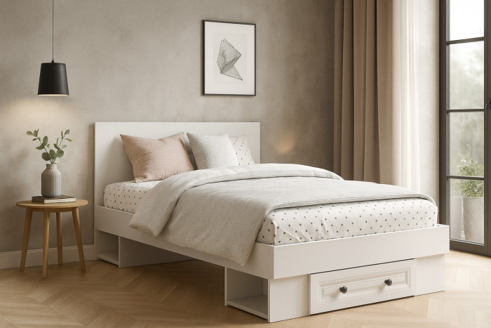 Кровать с проложками ДСП и ящиками Софт КР-06 (1,2), Белый