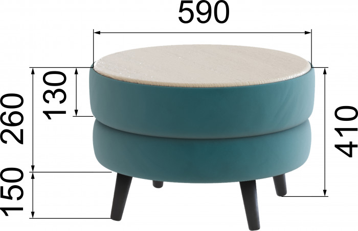 Стол журнальный "Рамус", Бирюза/МДФ клен кремовый