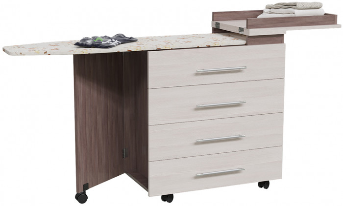 Комод с гладильной доской 4-44300бод.темсв, цвет бодега тёмный/бодега светлый, ШхГхВ 75х43х84 см., разложенный 169х43х91 см.