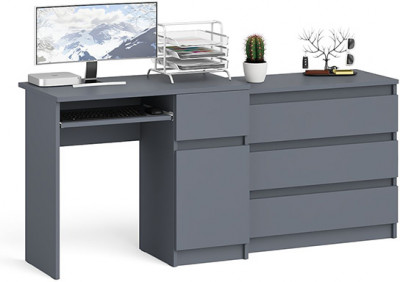 Мори компьютерный стол МС-1 левый + Комод МК800.1, графит