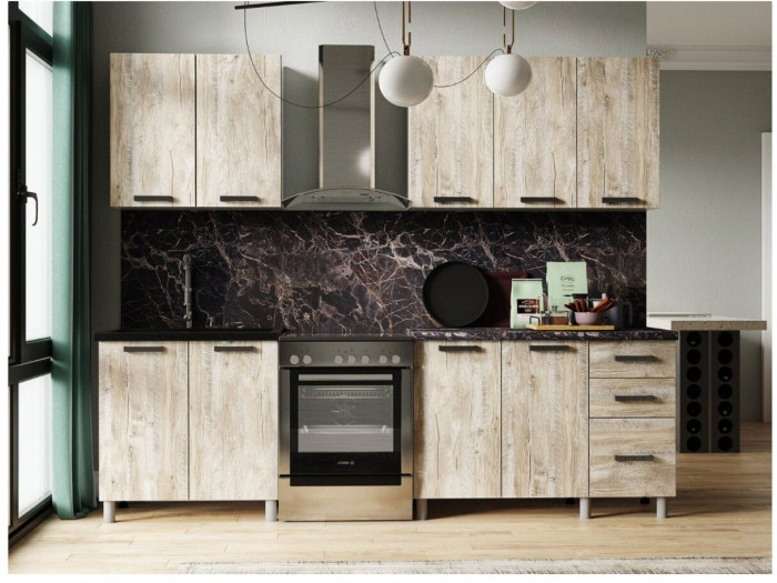 Кухонный гарнитур Нагано 2,0м Дуб Юкон