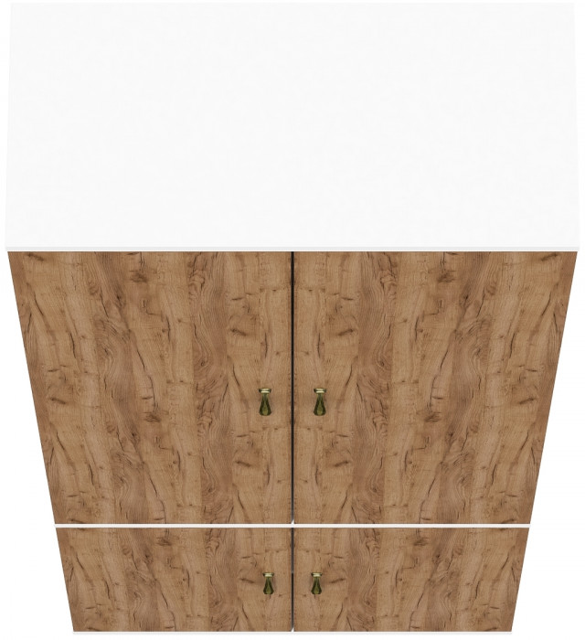 Лидер-8 Модуль Шкаф МД 20Б, белый шагрень/крафт золото