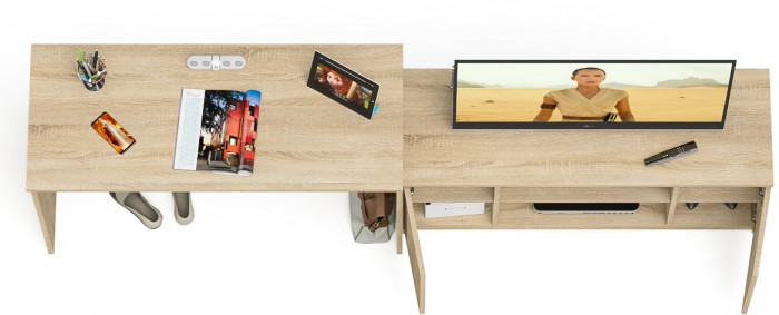 Мори письменный стол МСП1200.1 + Тумба МТВ1200.1, дуб сонома