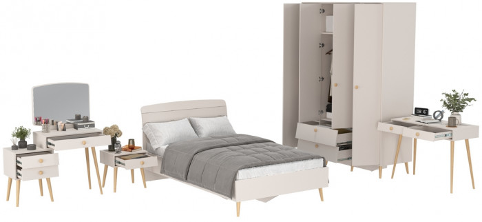 Афина Спальня 34-1200, цвет кашемир серый, сп.м. 1200х2000 мм., б/м, основание есть - фанера