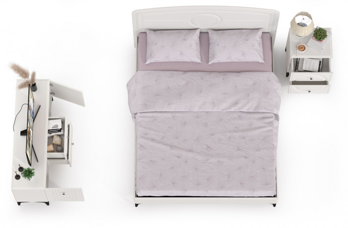 Валенсия Спальня № 39, цвет ЛДСП белый шагрень/МДФ белый шагрень, ортопед есть, сп. м. 1600х2000 мм., б/м