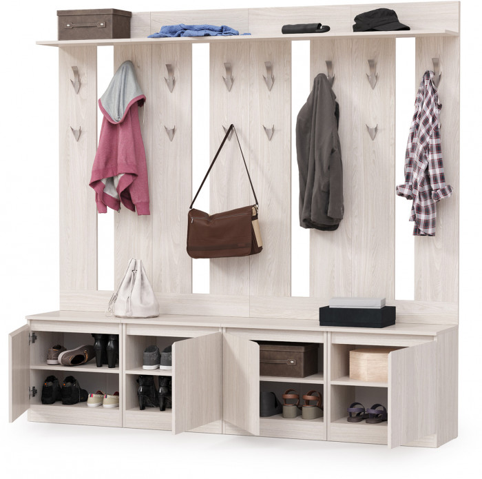 КР100 Ника прихожая № 03, цвет ясень анкор светлый, ШхГхВ 215,2х38,1х207,9 см., универсальная сборка