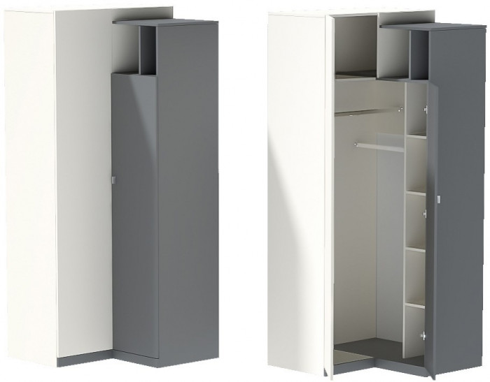 Клео ШКУ-1 Шкаф угловой (Графит / Миндаль)