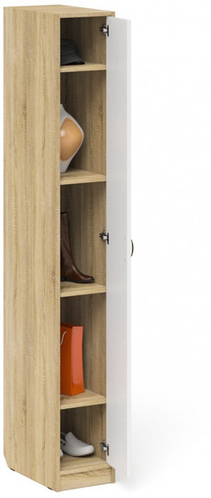 Прихожая П-6-500 Пенал, дуб сонома/фасады МДФ белое дерево фрезеровка прованс