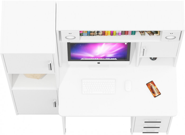 компьютерный стол С-МД-СК9+Пенал С-МД-СК9П, белый шагрень