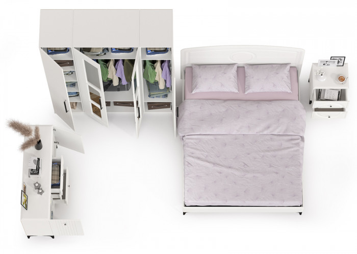 Валенсия Спальня № 31, ЛДСП белый шагрень/МДФ белый шагрень