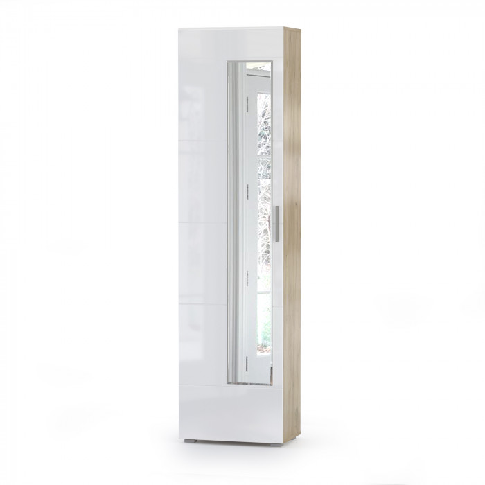 Лайн Прихожая № 11, дуб крафт серый/фасады МДФ белый глянец