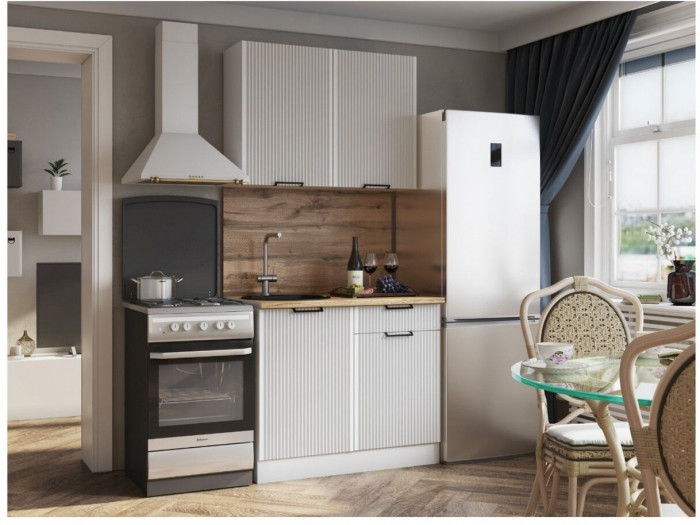 Кухонный гарнитур Кампео 1,0м Белый снег