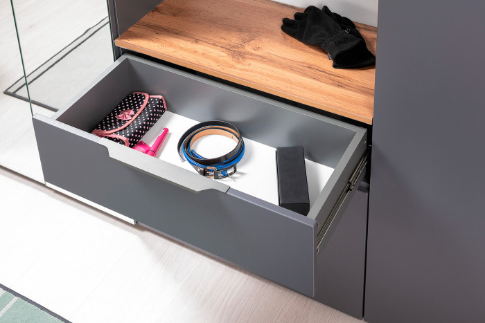 Октава Прихожая 15-123Н, серый графит/дуб крафт золотой/фасады МДФ серый графит