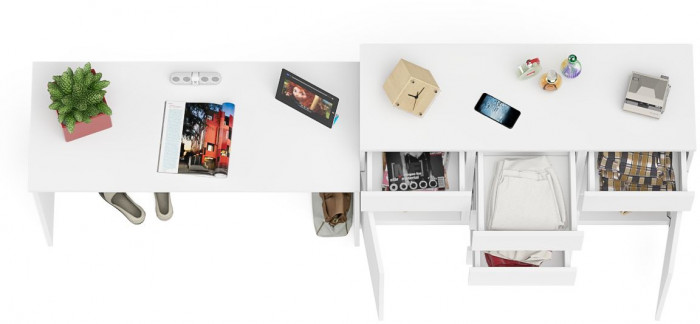 Мори письменный стол МСП1200.1 + Комод МК1200.4, белый